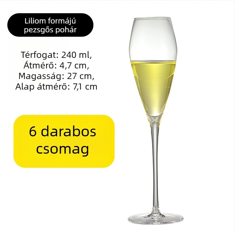 Kristály pohár pezsgő készlet, egyszerű stílus, kapacitás 1000 ml vagy több, 1 darab
