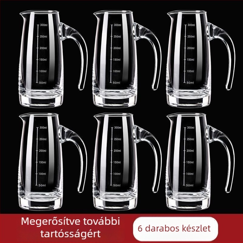 Otthoni használatra készült dekantáló készlet mérő pohárral és skálával, ólommentes kristályüvegből