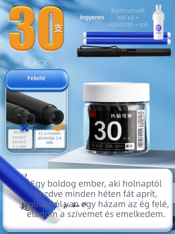 Hőérzékeny, törölhető tintapatron íróeszközhöz, kék tinta, harmadikos általános iskolások számára