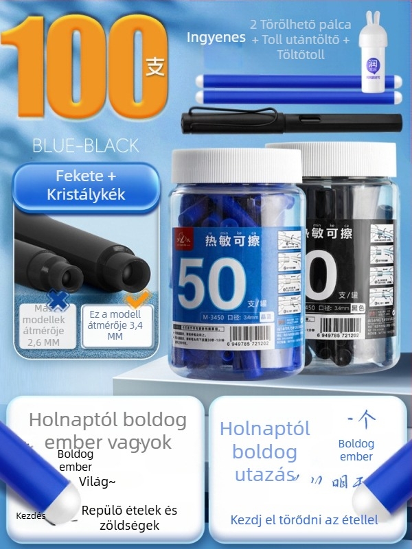 Hőérzékeny, törölhető tintapatron íróeszközhöz, kék tinta, harmadikos általános iskolások számára
