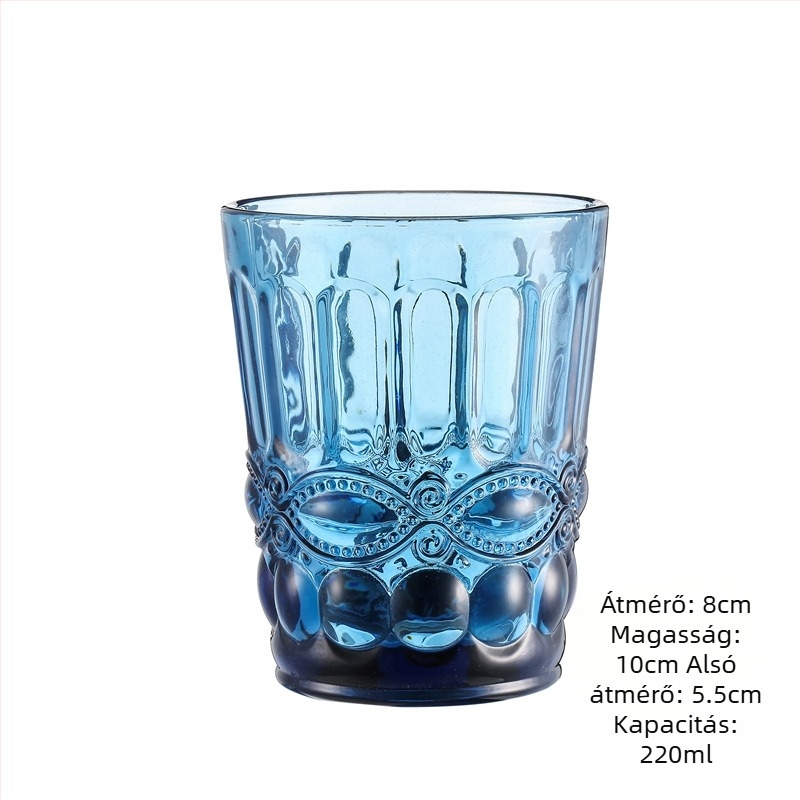Üveg pohár vízhez és italokhoz, retro stílusú, fogantyú és fedél nélkül, szódalime üveg, 201–300 ml