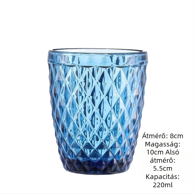 Üveg pohár vízhez és italokhoz, retro stílusú, fogantyú és fedél nélkül, szódalime üveg, 201–300 ml