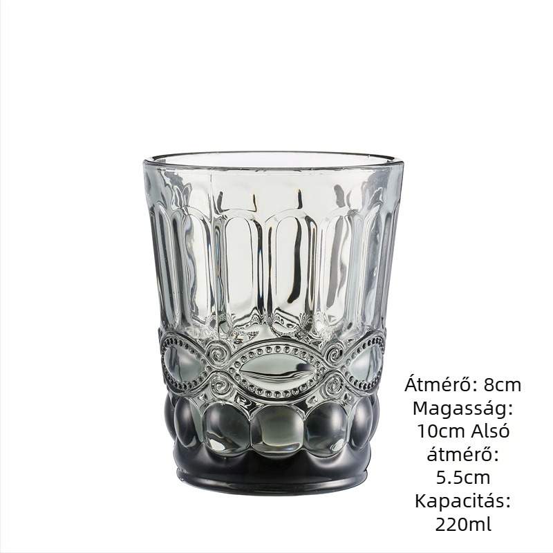 Üveg pohár vízhez és italokhoz, retro stílusú, fogantyú és fedél nélkül, szódalime üveg, 201–300 ml