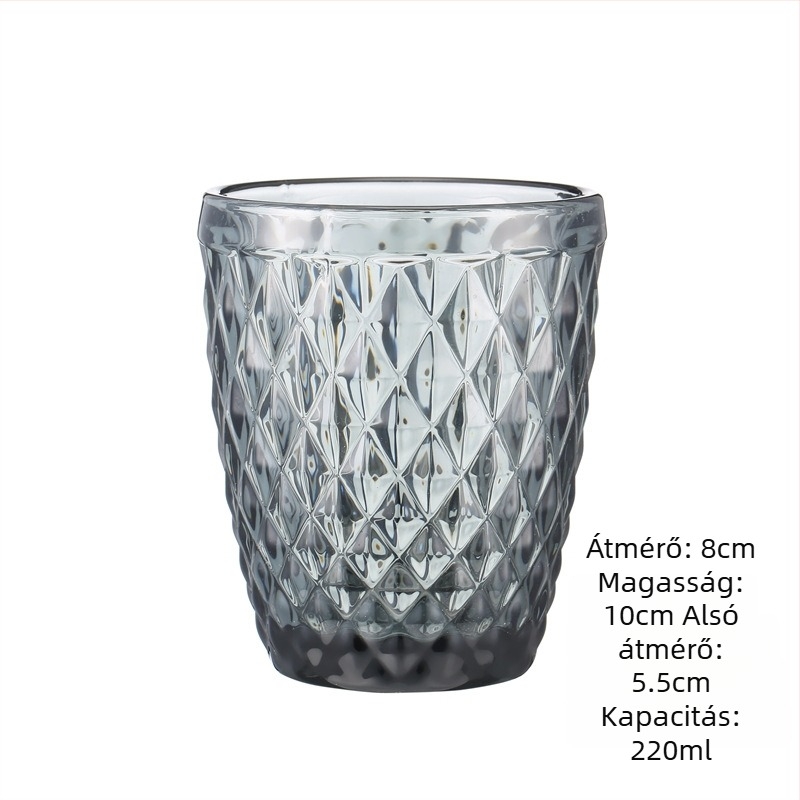 Üveg pohár vízhez és italokhoz, retro stílusú, fogantyú és fedél nélkül, szódalime üveg, 201–300 ml