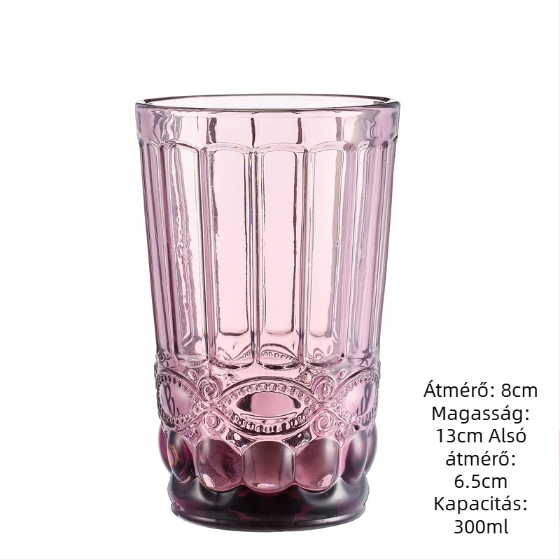 Üveg pohár vízhez és italokhoz, retro stílusú, fogantyú és fedél nélkül, szódalime üveg, 201–300 ml