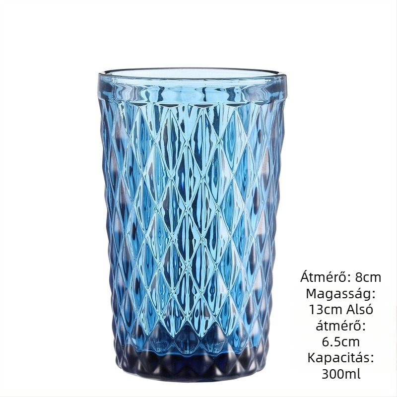 Üveg pohár vízhez és italokhoz, retro stílusú, fogantyú és fedél nélkül, szódalime üveg, 201–300 ml