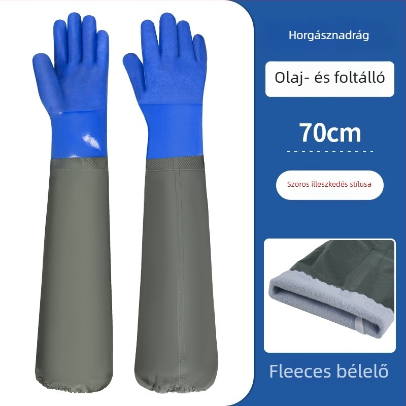PVC vízálló munka kesztyű velúr béléssel – olajálló, csúszásmentes, perforáció‑ és átszúrásálló