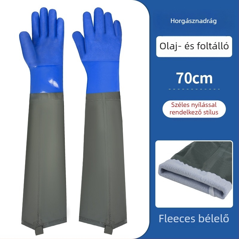 PVC vízálló munka kesztyű velúr béléssel – olajálló, csúszásmentes, perforáció‑ és átszúrásálló