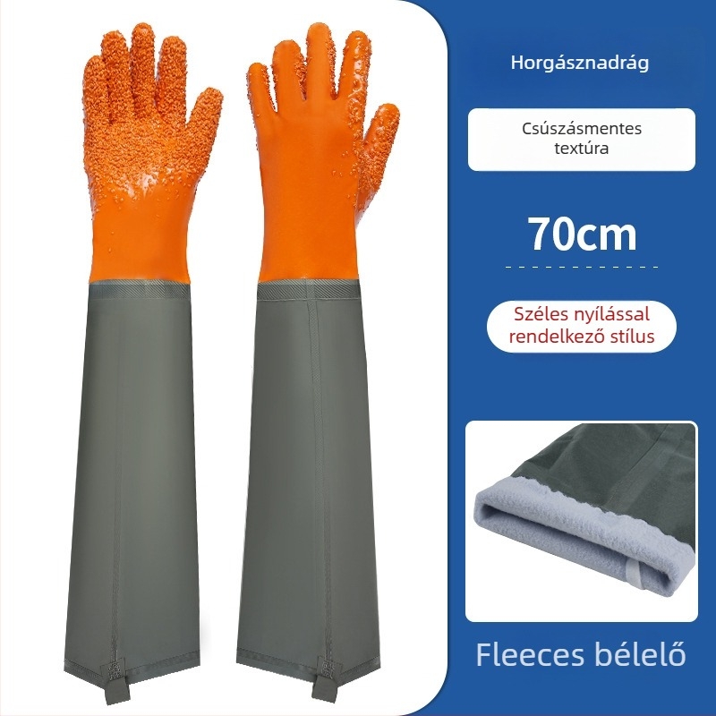 PVC vízálló munka kesztyű velúr béléssel – olajálló, csúszásmentes, perforáció‑ és átszúrásálló
