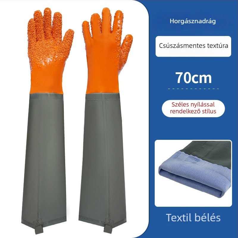 PVC vízálló munka kesztyű velúr béléssel – olajálló, csúszásmentes, perforáció‑ és átszúrásálló