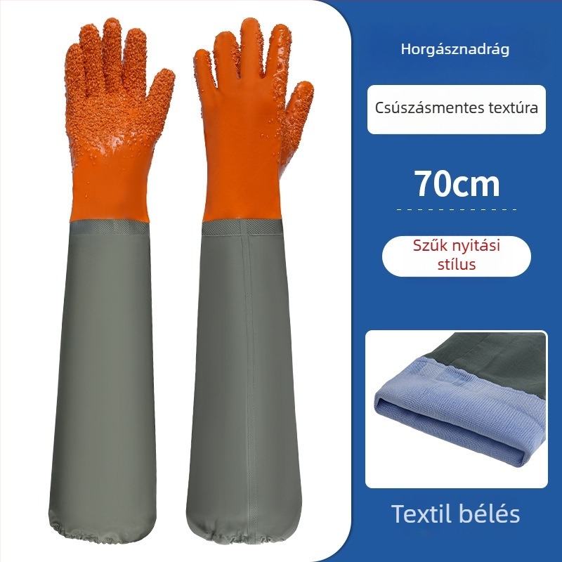 PVC vízálló munka kesztyű velúr béléssel – olajálló, csúszásmentes, perforáció‑ és átszúrásálló