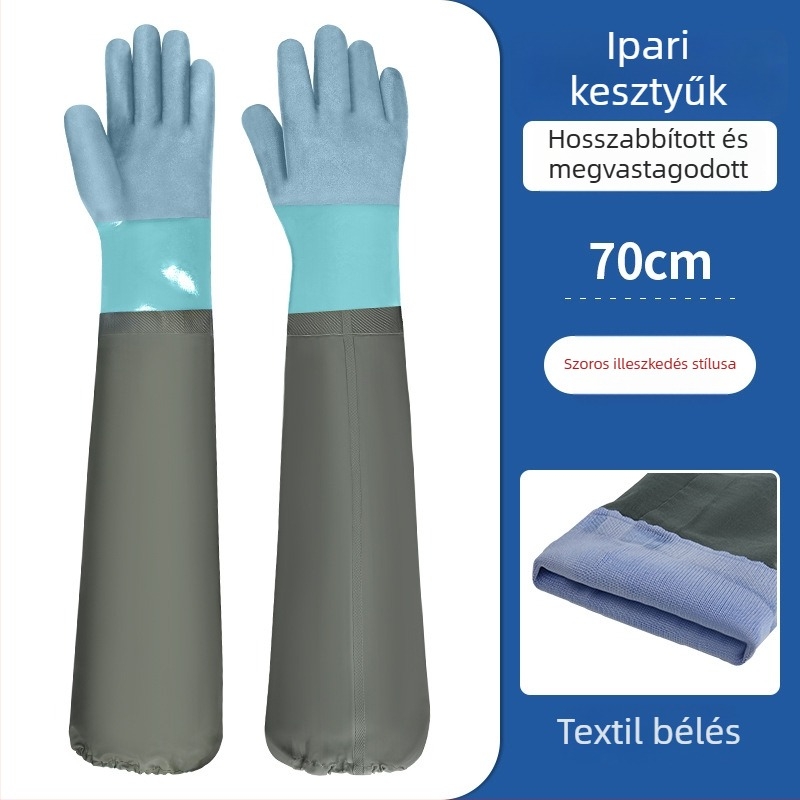 PVC vízálló munka kesztyű velúr béléssel – olajálló, csúszásmentes, perforáció‑ és átszúrásálló