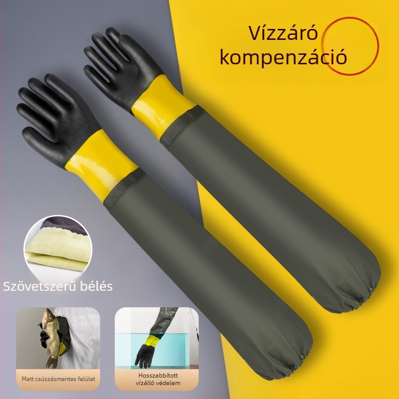 PVC vízálló munka kesztyű velúr béléssel – olajálló, csúszásmentes, perforáció‑ és átszúrásálló
