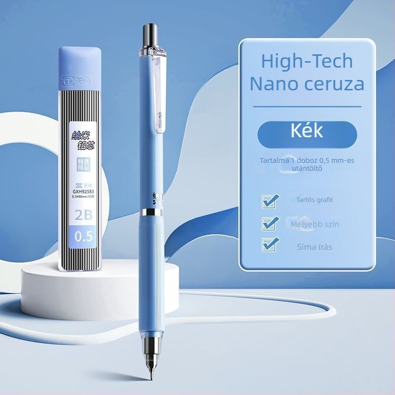 Nano automata ceruza 0,5 mm általános iskolásoknak, 0,7 mm mechanikus ceruza, 2B grafit