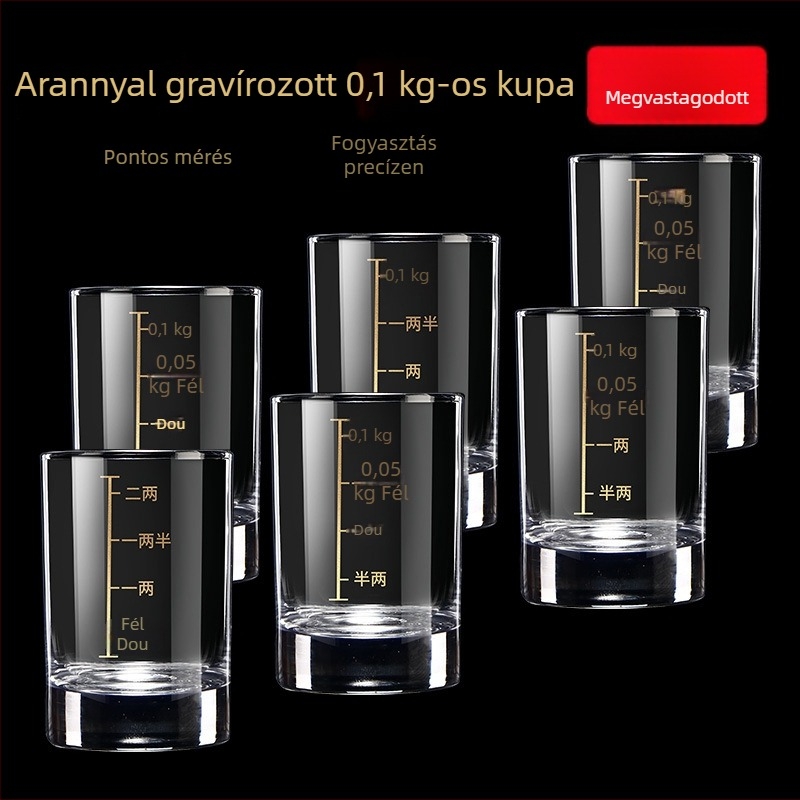 Szeszes italok pohárkészlet hőálló üvegből, kapacitás 101–200 ml, nyomtatott logó, papírdobozos csomagolás