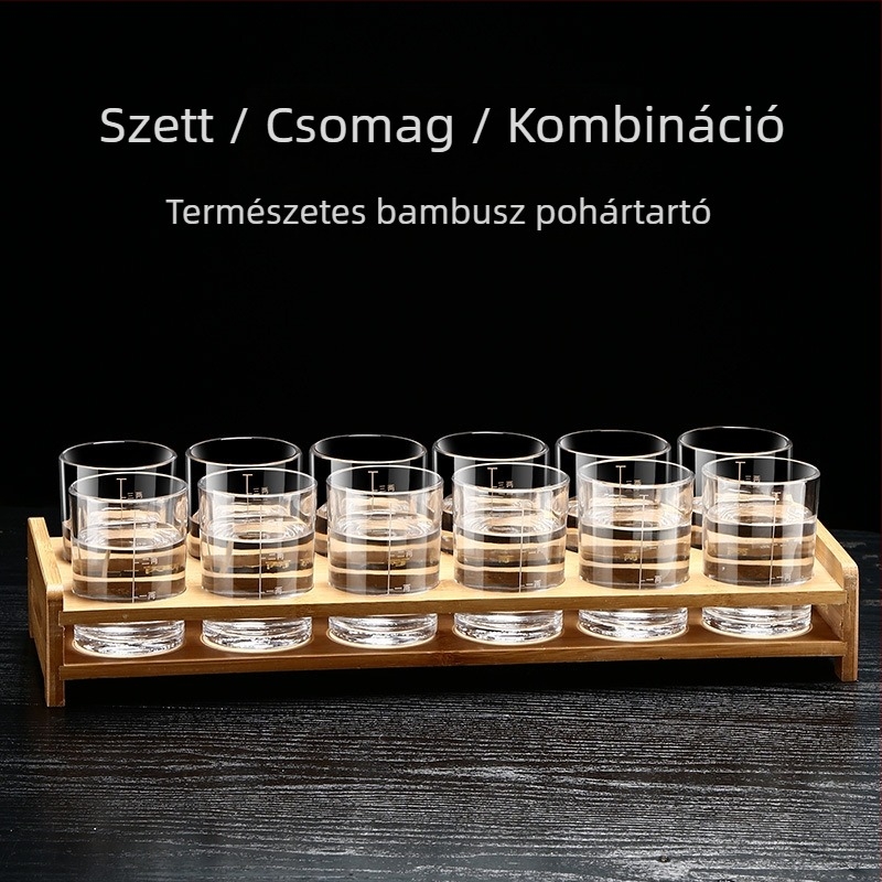 Szeszes italok pohárkészlet hőálló üvegből, kapacitás 101–200 ml, nyomtatott logó, papírdobozos csomagolás