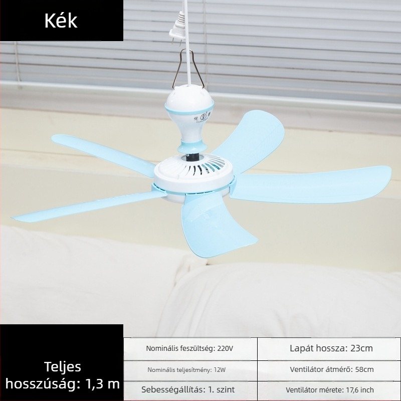 Kis mennyezeti ventilátor kollégiumi szobába – AC táplálás, 220V, 10W, zaj 36–45 dB, alkalmas 10 m²-ig