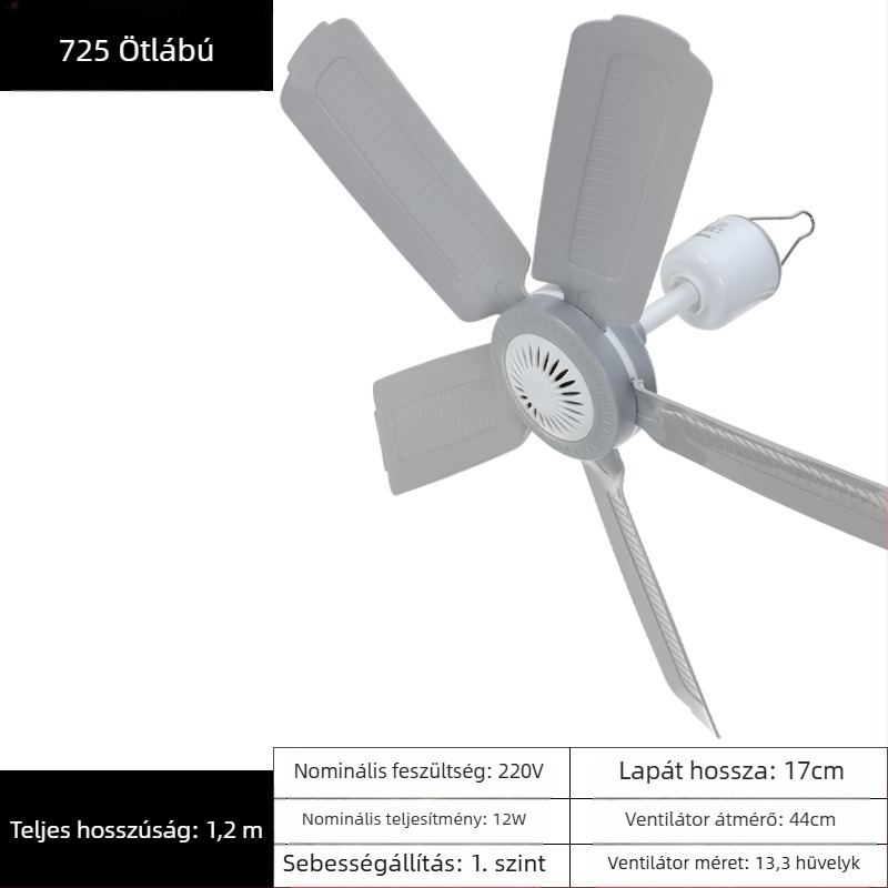 Kis mennyezeti ventilátor kollégiumi szobába – AC táplálás, 220V, 10W, zaj 36–45 dB, alkalmas 10 m²-ig