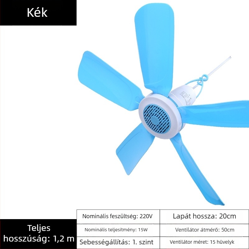 Kis mennyezeti ventilátor kollégiumi szobába – AC táplálás, 220V, 10W, zaj 36–45 dB, alkalmas 10 m²-ig