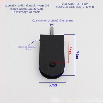 Zuhanyzókabin csiga üveg tolóajtóhoz - szélesített acélkerekek, elválasztó hardver (Alkalmazási terület: Egyéb; Márka: Egyéb)