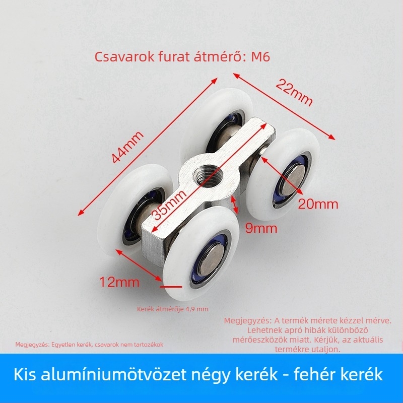 Zuhanyzókabin csiga üveg tolóajtóhoz - szélesített acélkerekek, elválasztó hardver (Alkalmazási terület: Egyéb; Márka: Egyéb)