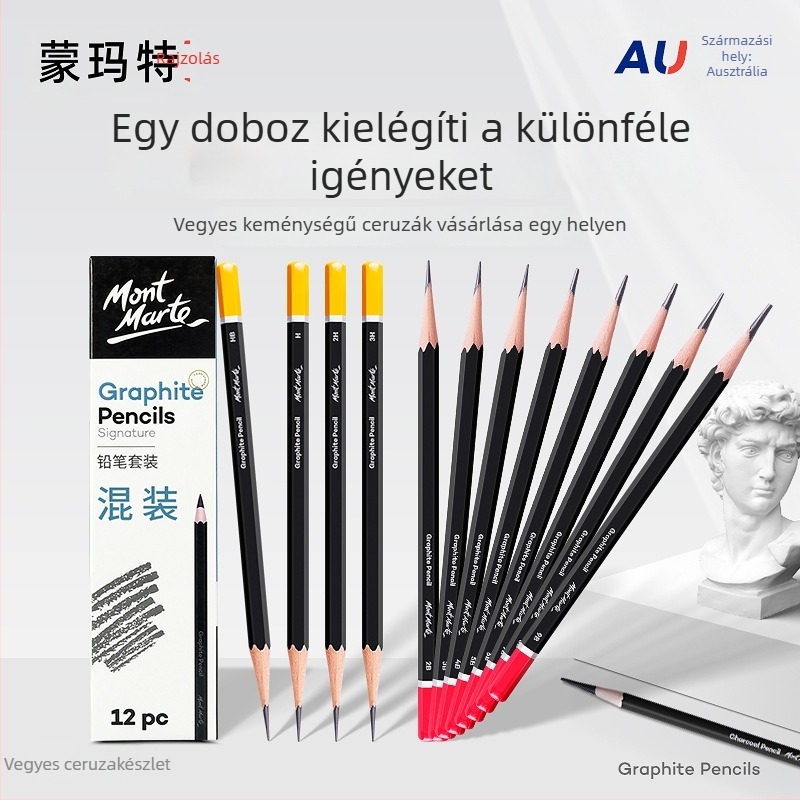 Montmartre vázlatkészlet grafit ceruzákkal HB és 2B, puha/közepes/kemény, 12 vagy 10 darabos csomag
