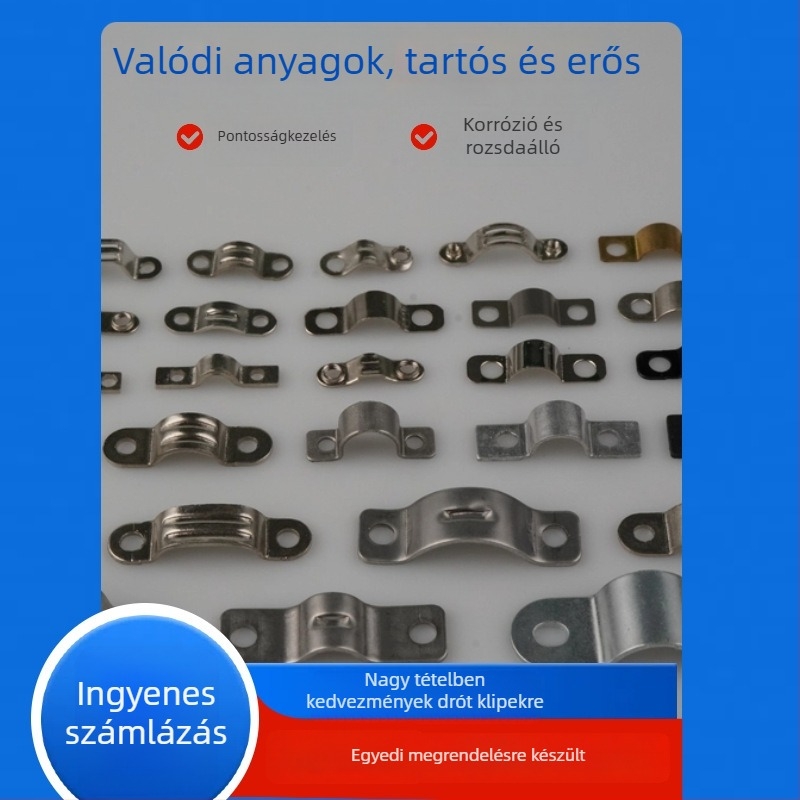Kábelrögzítő csipesz, híd típusú fémből készült, vezetékek rögzítésére