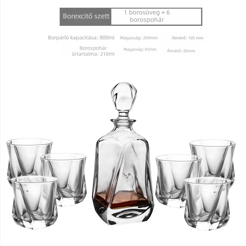 Európai stílusú whisky pohár készlet vast kristályüvegből, luxus zárható üvegdizájn, otthoni használatra