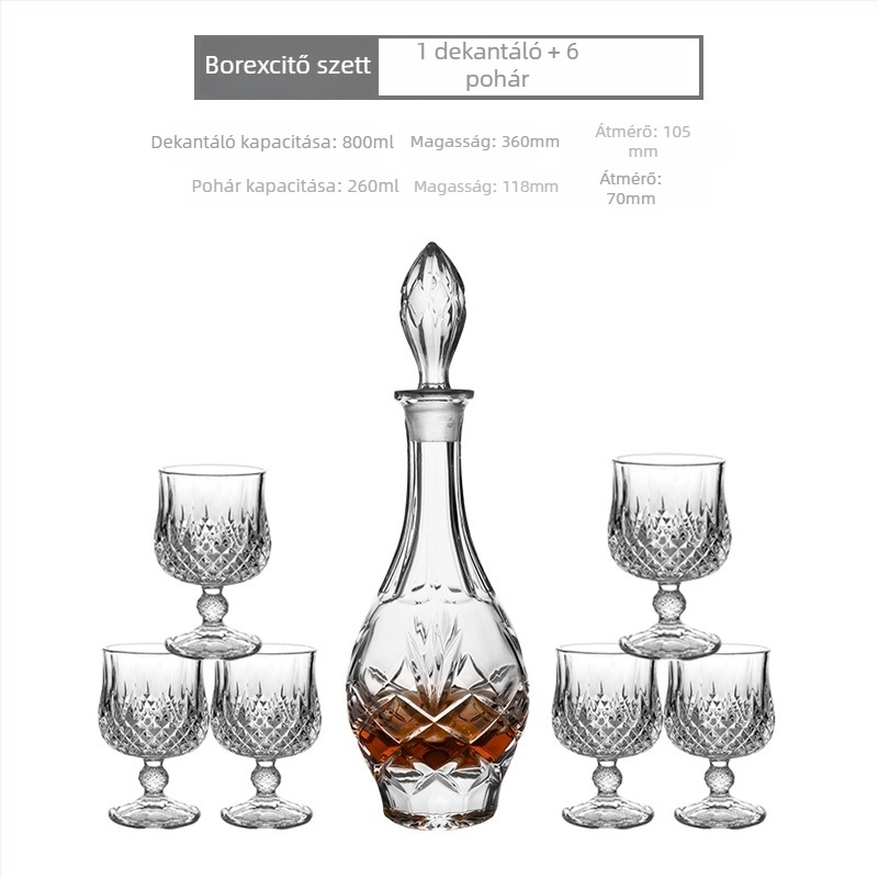 Európai stílusú whisky pohár készlet vast kristályüvegből, luxus zárható üvegdizájn, otthoni használatra