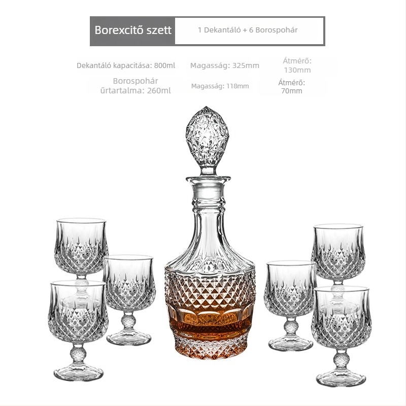 Európai stílusú whisky pohár készlet vast kristályüvegből, luxus zárható üvegdizájn, otthoni használatra
