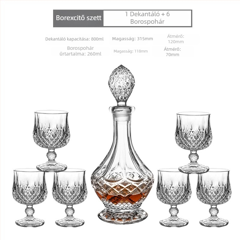 Európai stílusú whisky pohár készlet vast kristályüvegből, luxus zárható üvegdizájn, otthoni használatra