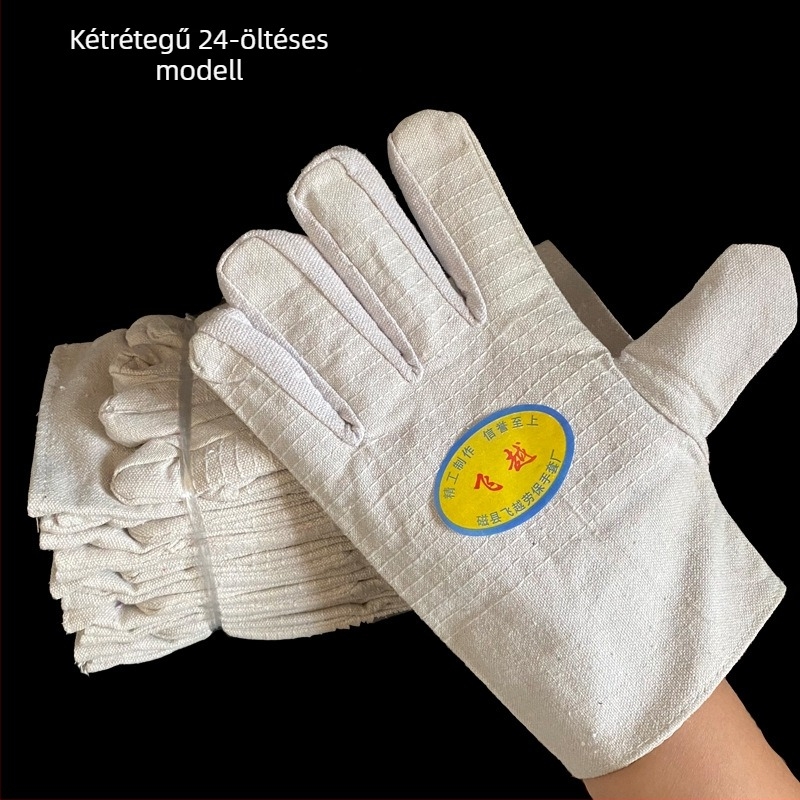 Vászon hegesztő kesztyű – 24-soros varrás, kopásálló, megvastított, kétszintes védelem