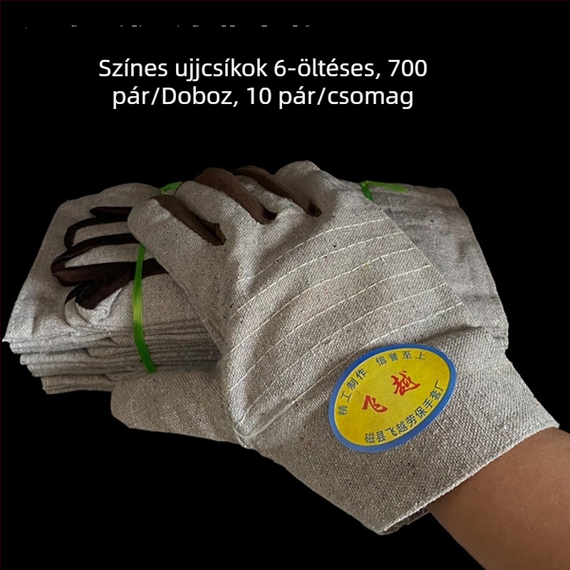 Vászon hegesztő kesztyű – 24-soros varrás, kopásálló, megvastított, kétszintes védelem