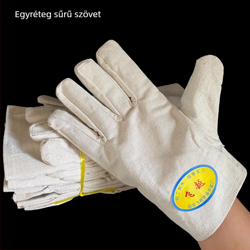 Vászon hegesztő kesztyű – 24-soros varrás, kopásálló, megvastított, kétszintes védelem