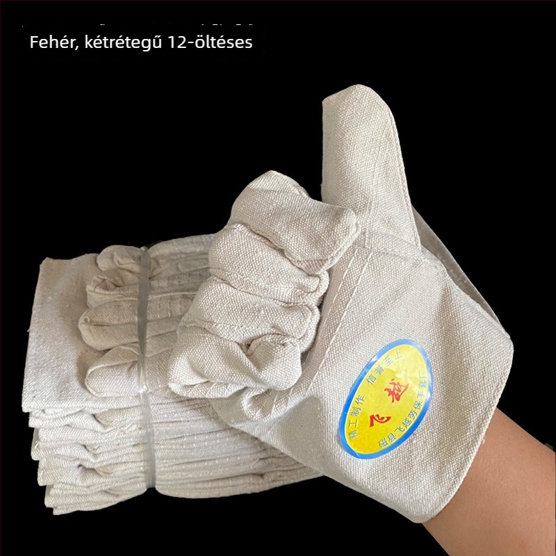 Vászon hegesztő kesztyű – 24-soros varrás, kopásálló, megvastított, kétszintes védelem