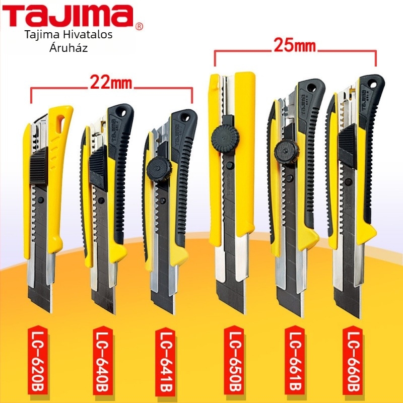 Tajima univerzális kés 9 mm automatikus záródással, ABS markolattal – Modell LC305P/LC301B/LC303B