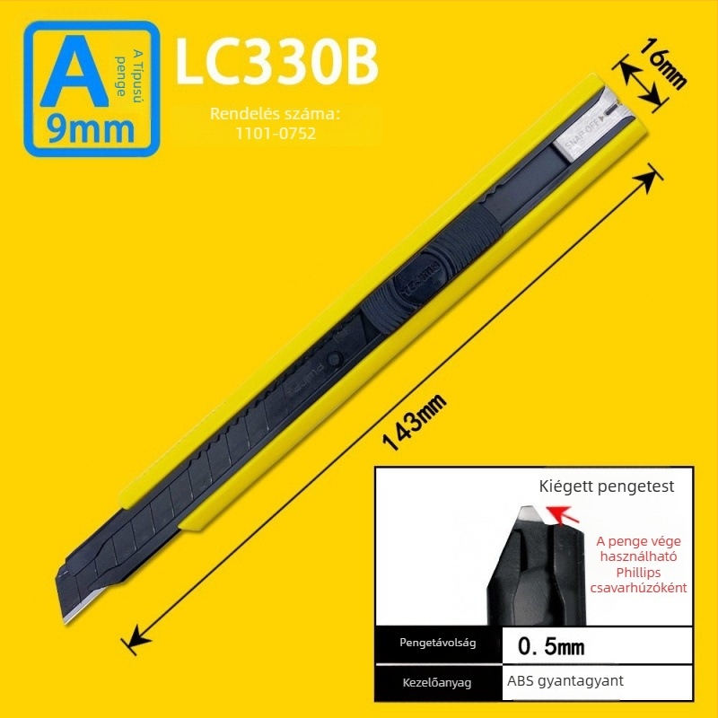 Tajima univerzális kés 9 mm automatikus záródással, ABS markolattal – Modell LC305P/LC301B/LC303B