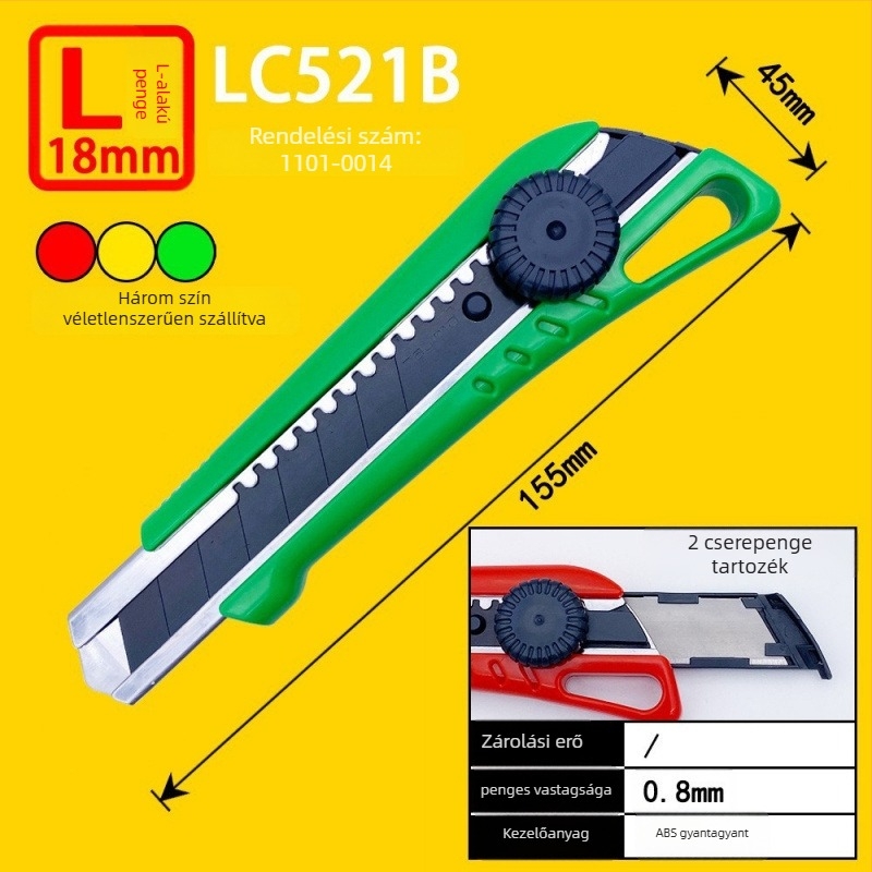 Tajima univerzális kés 9 mm automatikus záródással, ABS markolattal – Modell LC305P/LC301B/LC303B