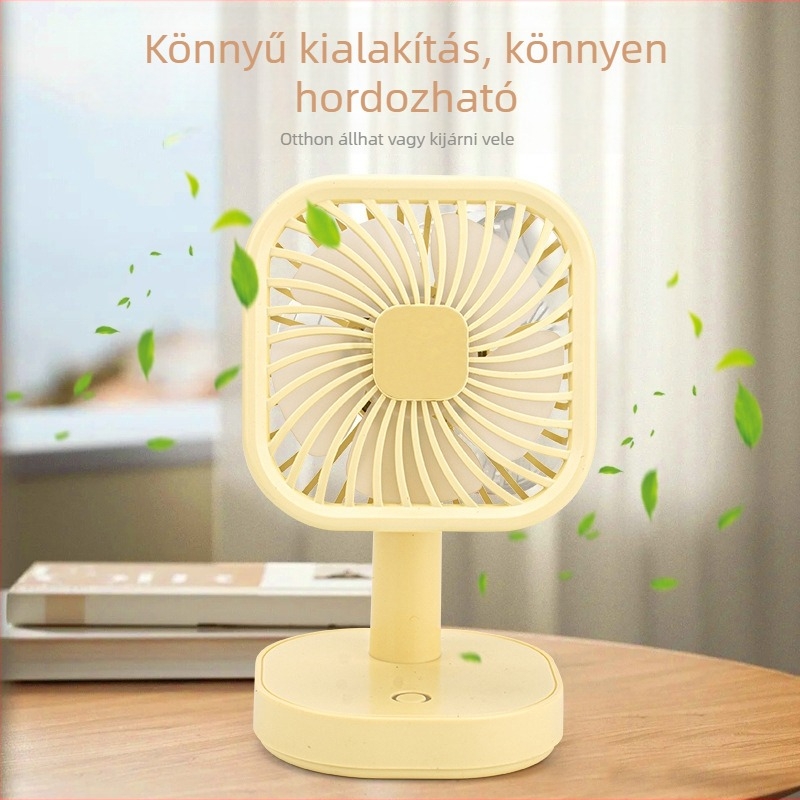 Mini USB asztali ventilátor éjszakai fénnyel, 5 lapátok, 3 sebesség, állítható szög, beépített akkumulátor