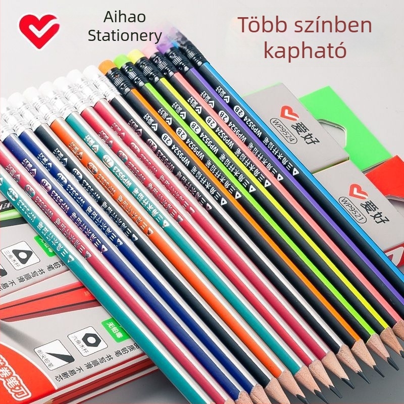 Love fából készült ceruza gyerekeknek, nem mérgező, 2B/HB, fekete, kezdő kalligráfiához