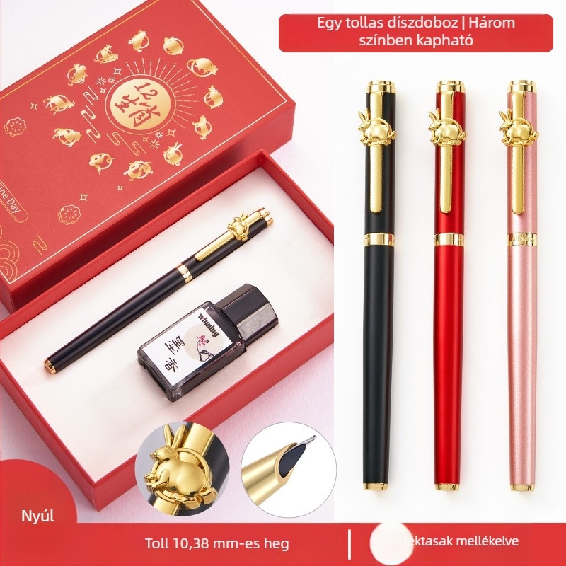 Wen Zheng WZ-612 Zodiákus töltőtoll ajándékdobozban, logógravírozással, iskolásoknak