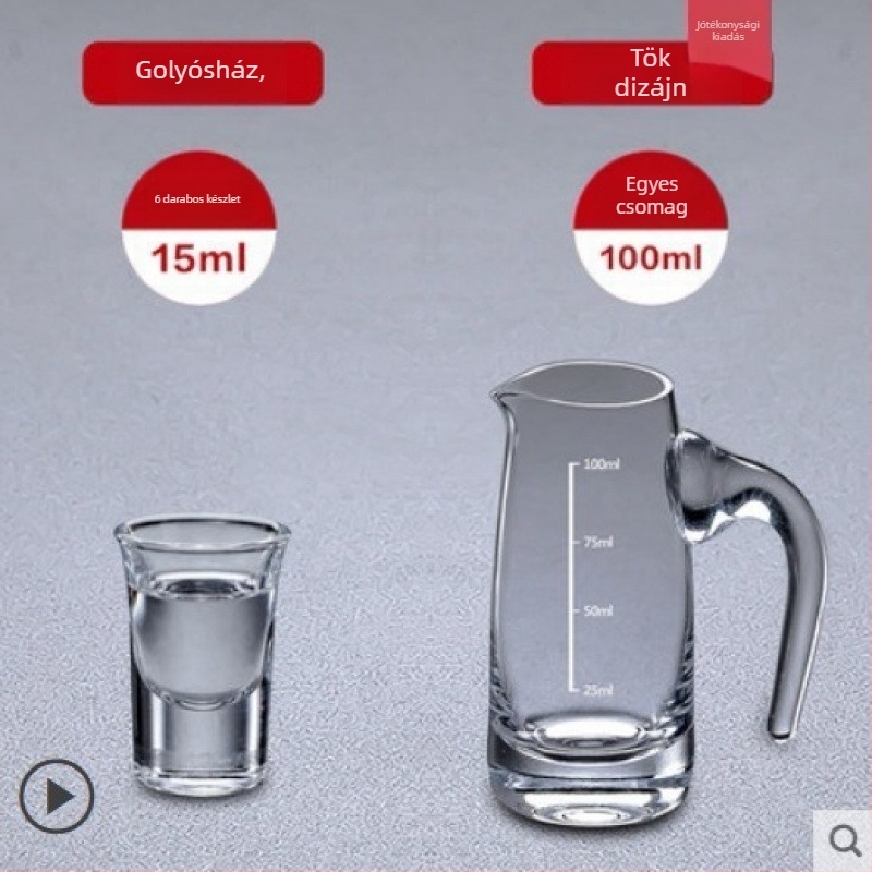 Ólommentes kristályból készült likőr-dekanter készlet mérőskálával – poharakkal otthoni használatra, stílus: új kínai stílus