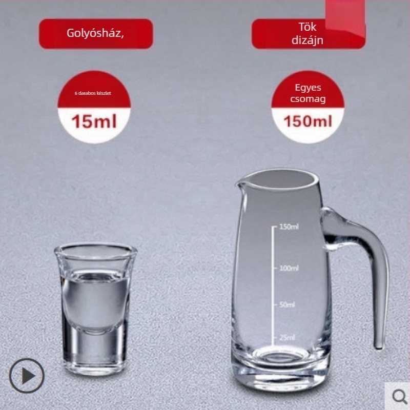 Ólommentes kristályból készült likőr-dekanter készlet mérőskálával – poharakkal otthoni használatra, stílus: új kínai stílus