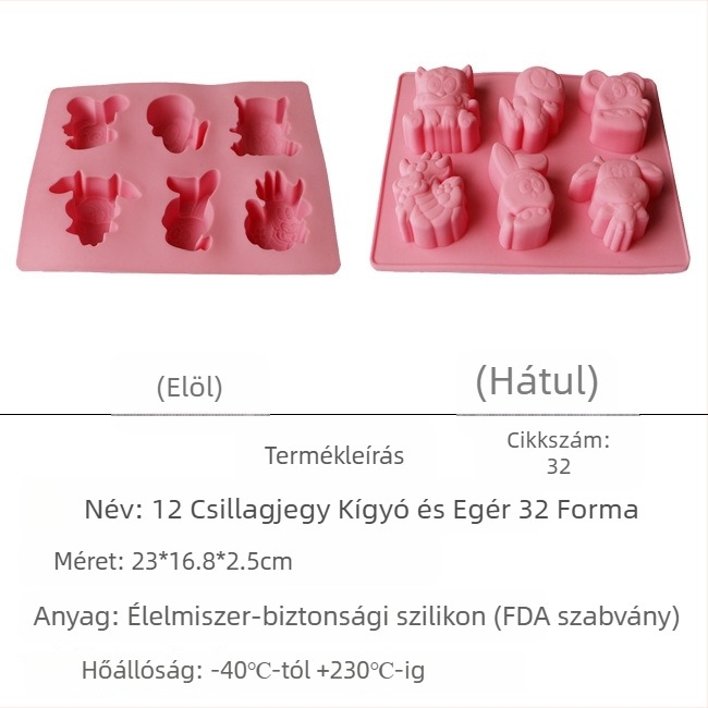 Szilikon szappanforma – négyzet alakú, több részes készlet virág- és szív alakú karikatúra formákkal DIY-hoz