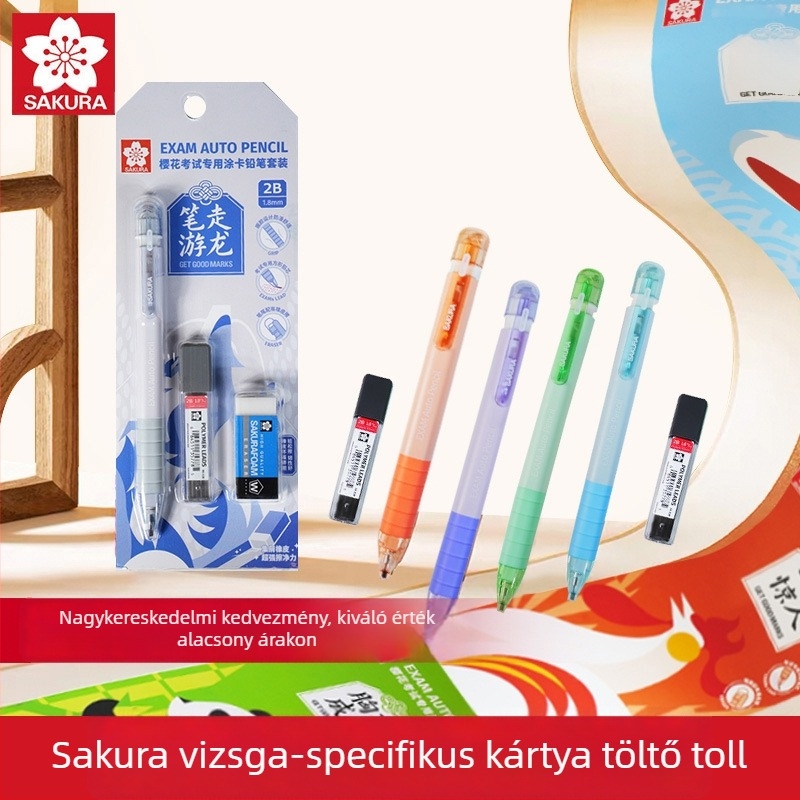 Vizsgákhoz készült mechanikus ceruza, modell XES1018C, műanyag tokozás, kártyák rajzolásához, vizsgához használt ceruza