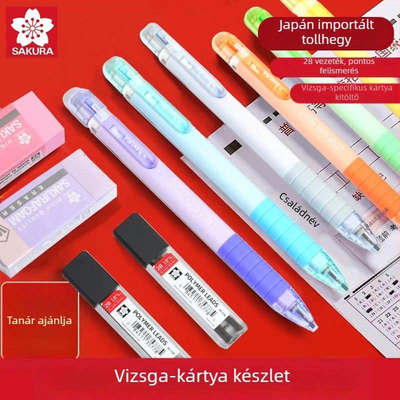 Vizsgákhoz készült mechanikus ceruza, modell XES1018C, műanyag tokozás, kártyák rajzolásához, vizsgához használt ceruza