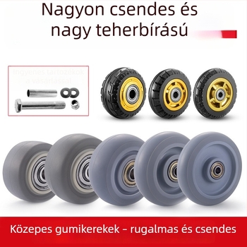 Csendes forgó görgők poliuretánból, fekete, dupla csapágy, méretek 1,5–5 hüvelyk