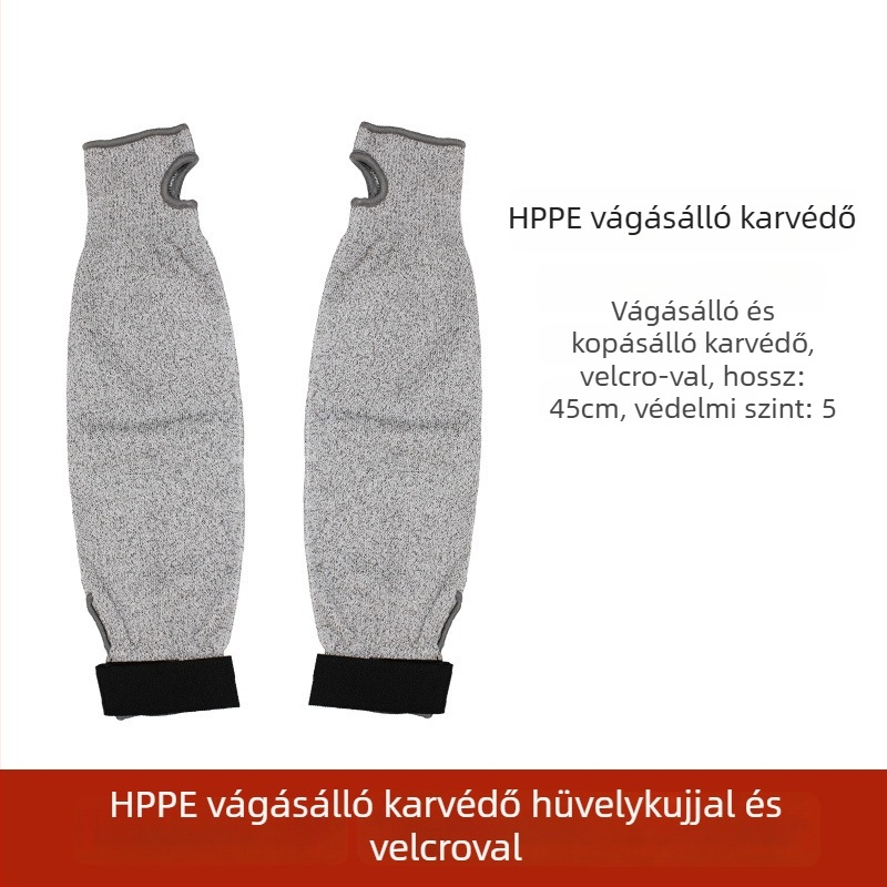 HPPE 5-ös szintű alkari védő, vágásálló és kopásálló mandzsetta, üvegvágáshoz és fémmegmunkáláshoz