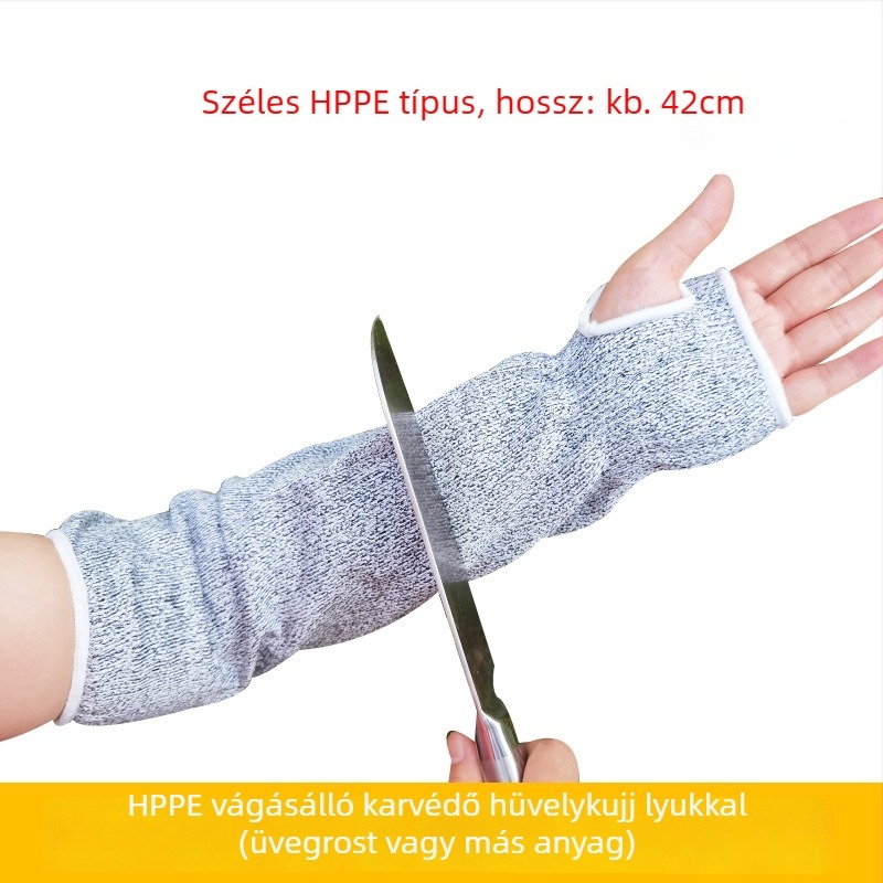 HPPE 5-ös szintű alkari védő, vágásálló és kopásálló mandzsetta, üvegvágáshoz és fémmegmunkáláshoz