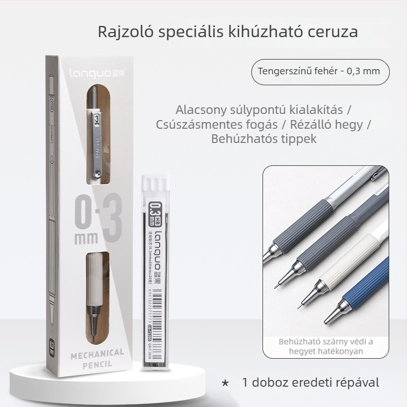 Mechanikus ceruza, fém test, hegyezés nélküli, írásra.